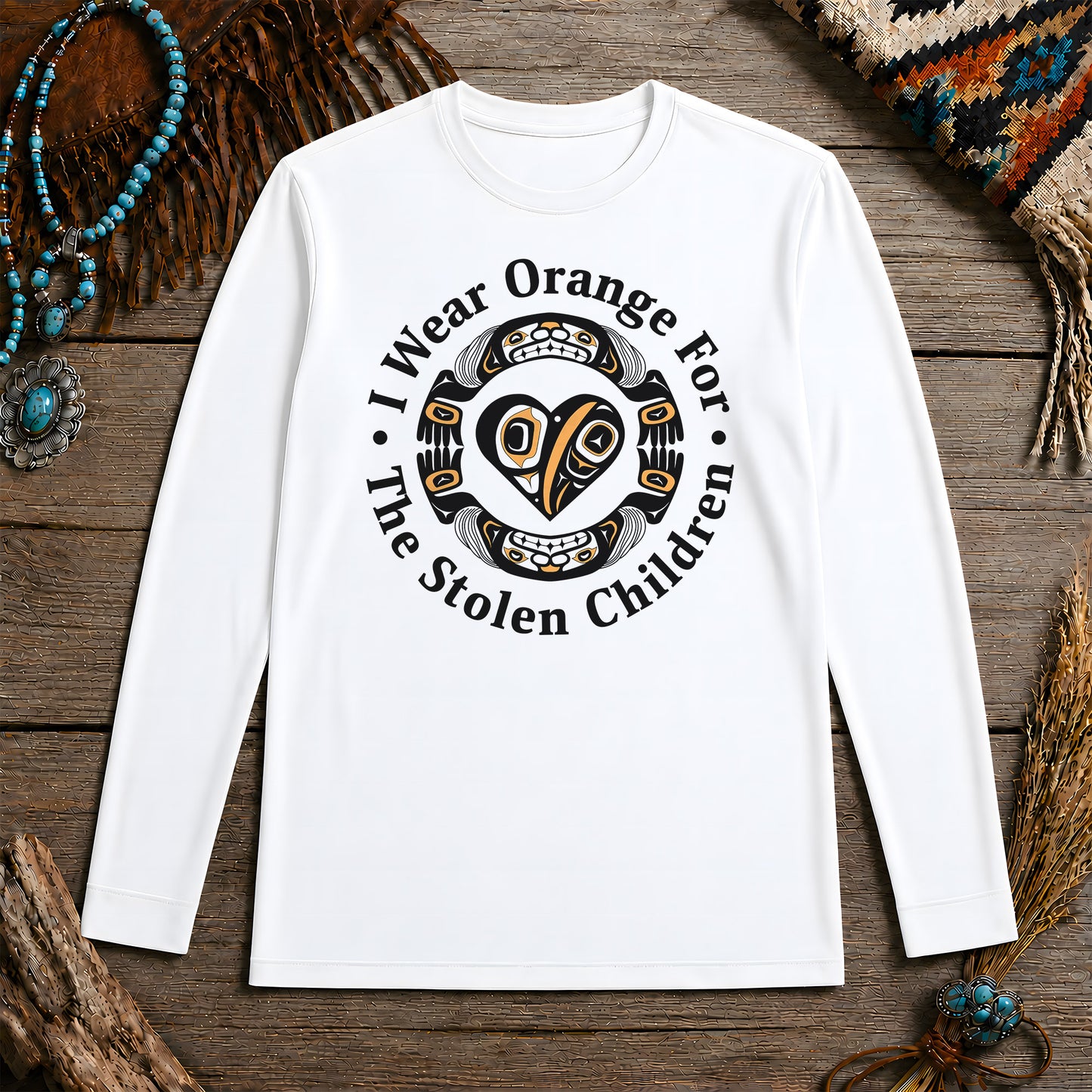 Every Child Matters Indigenous Heart & Symbol Design Unisex Long Sleeve