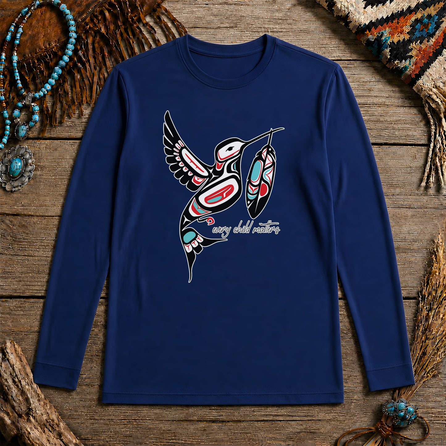 Every Child Matters Hummingbird With Feather Design Unisex Long Sleeve