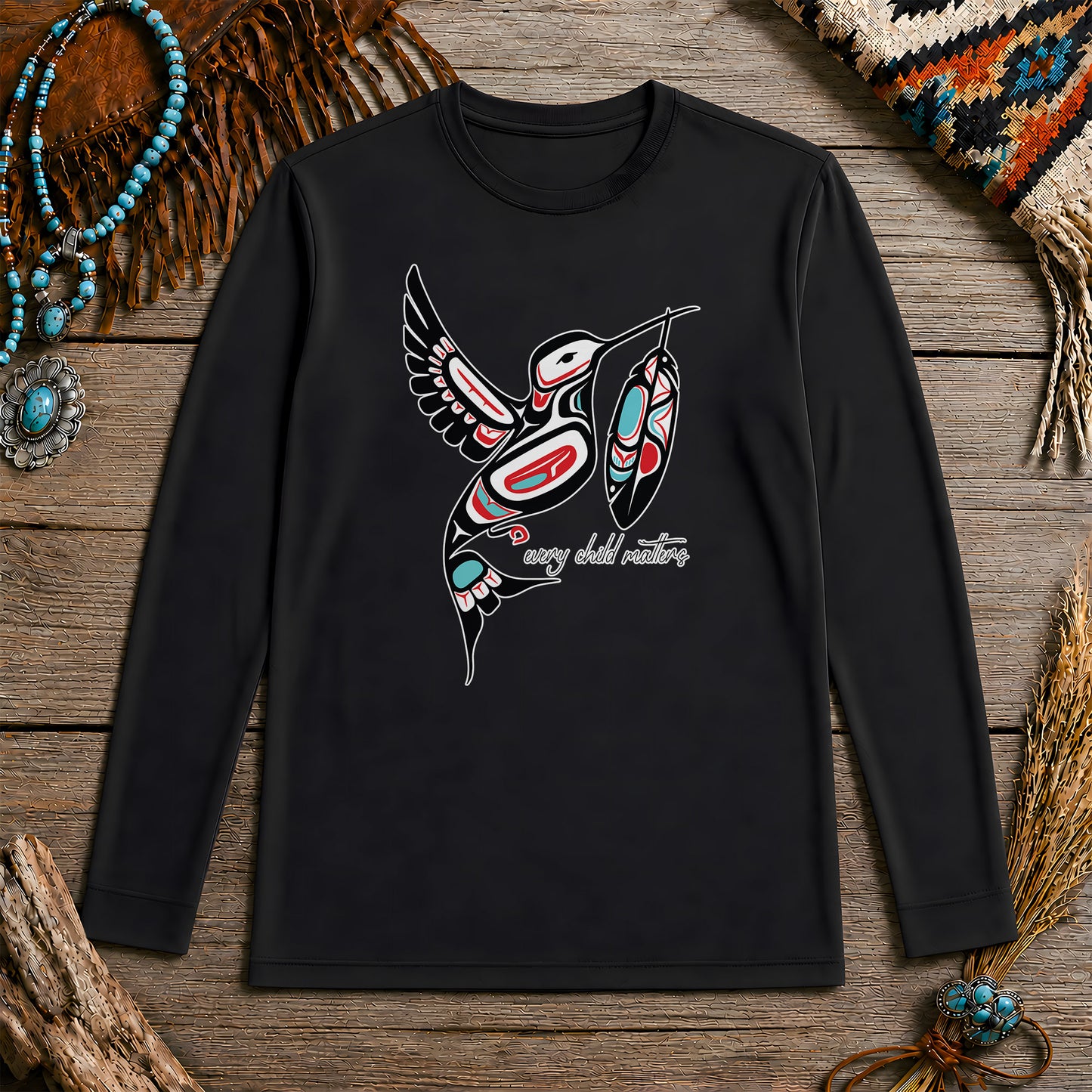 Every Child Matters Hummingbird With Feather Design Unisex Long Sleeve