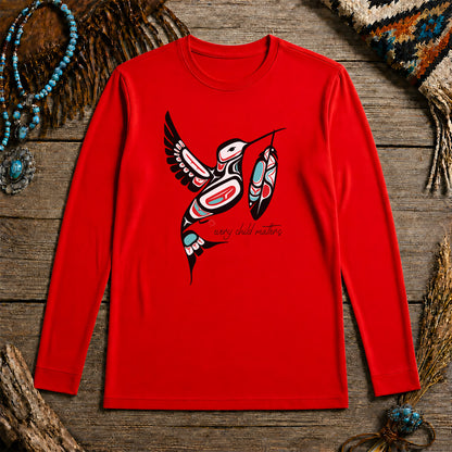Every Child Matters Hummingbird With Feather Design Unisex Long Sleeve