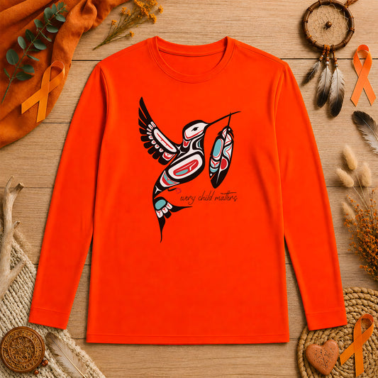 Every Child Matters Hummingbird With Feather Design Unisex Long Sleeve