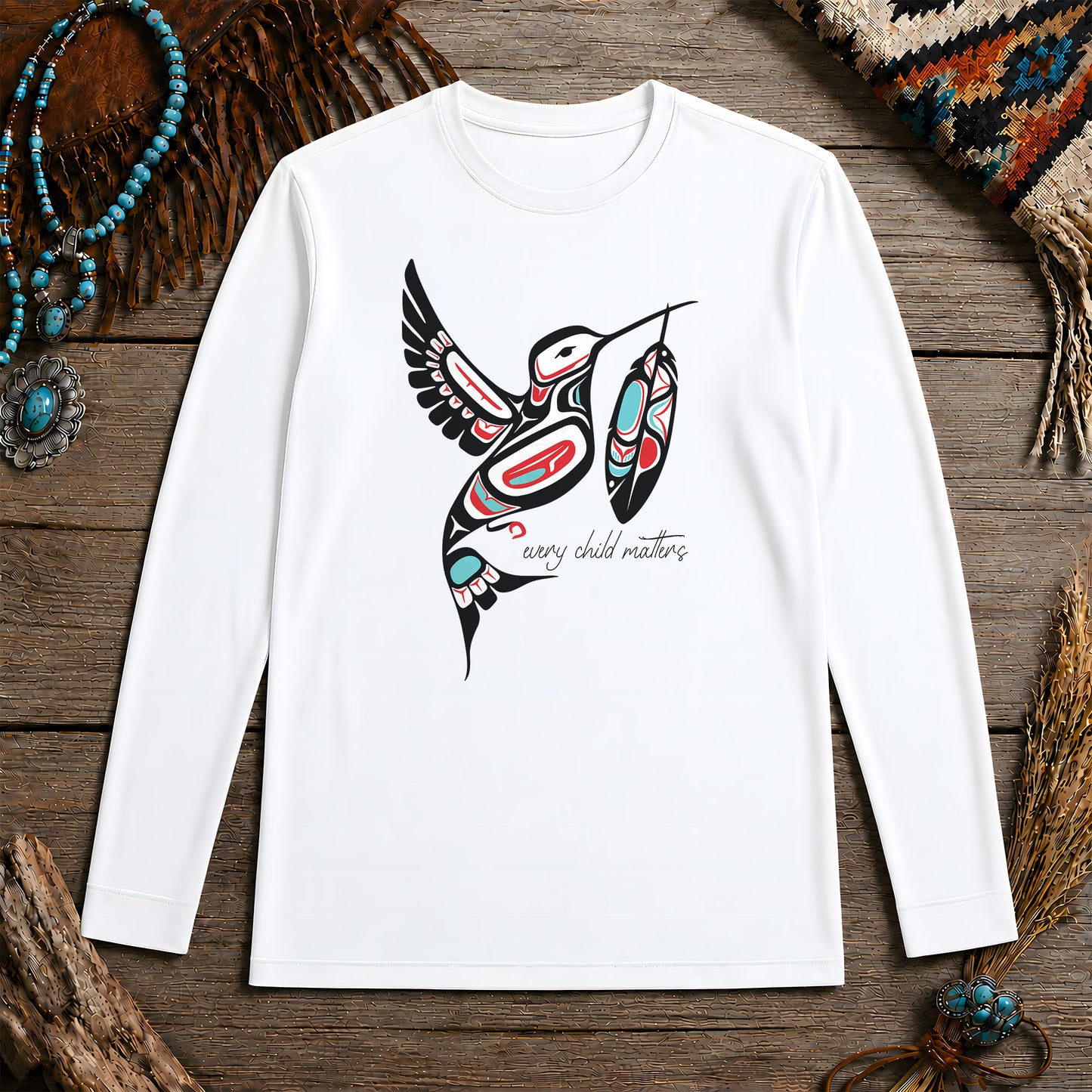 Every Child Matters Hummingbird With Feather Design Unisex Long Sleeve