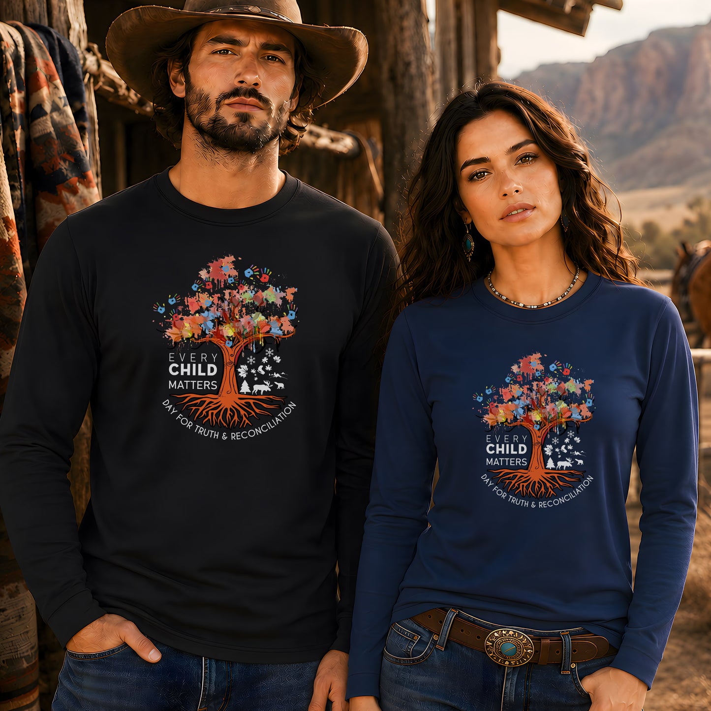 Every Child Matters Tree Of Life, Handprints Of Hope, And Healing Unisex Long Sleeve