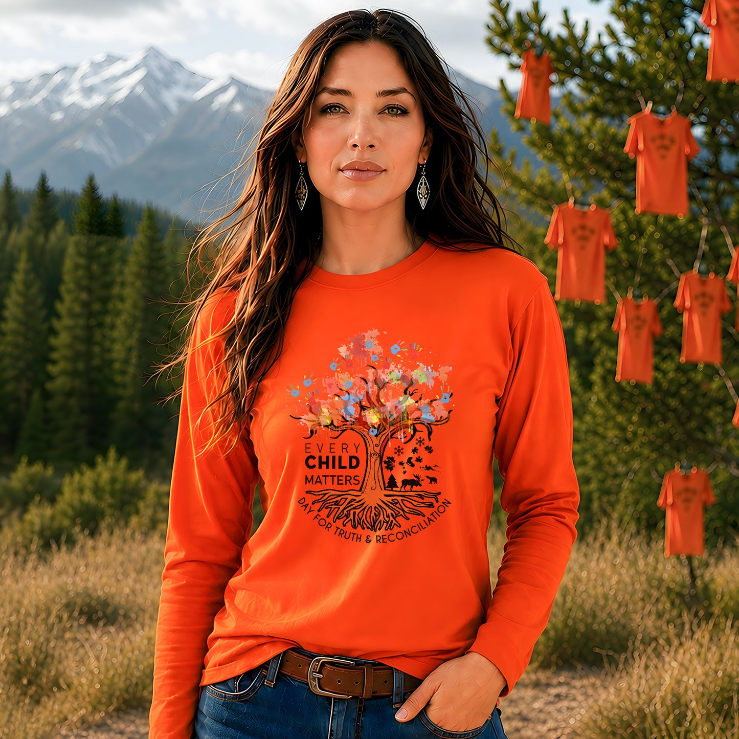 Every Child Matters Tree Of Life, Handprints Of Hope, And Healing Unisex Long Sleeve