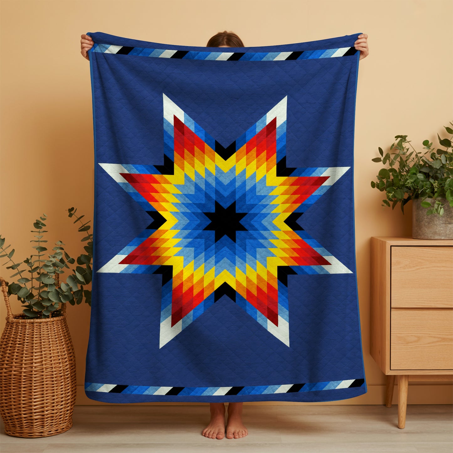 Native Spirit Sacred Star Southwestern Geometric Throw Decor Fleece Blanket