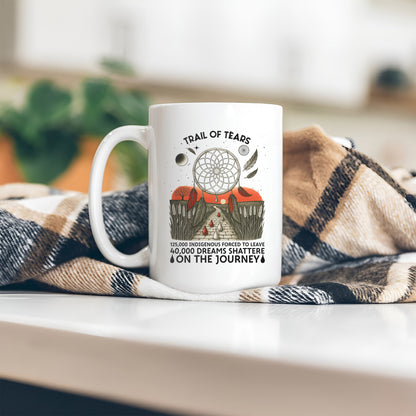 Trail Of Tears - 125000 Indigenous Forced To Leave 40000 Dreams Shattere Ceramic Coffee Mug