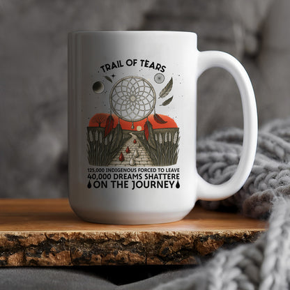Trail Of Tears - 125000 Indigenous Forced To Leave 40000 Dreams Shattere Ceramic Coffee Mug