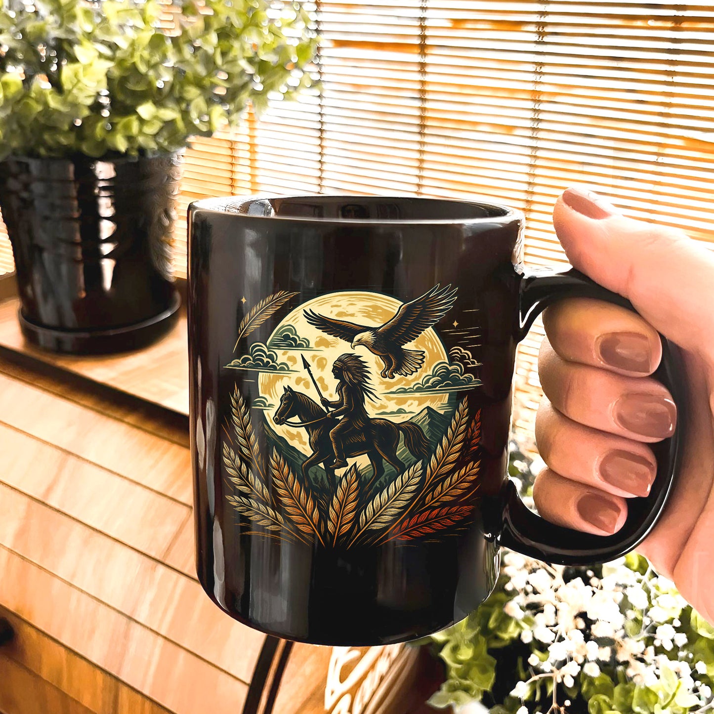 Trail Of Tears - Native American Chief Ride Horse Ceramic Coffee Mug
