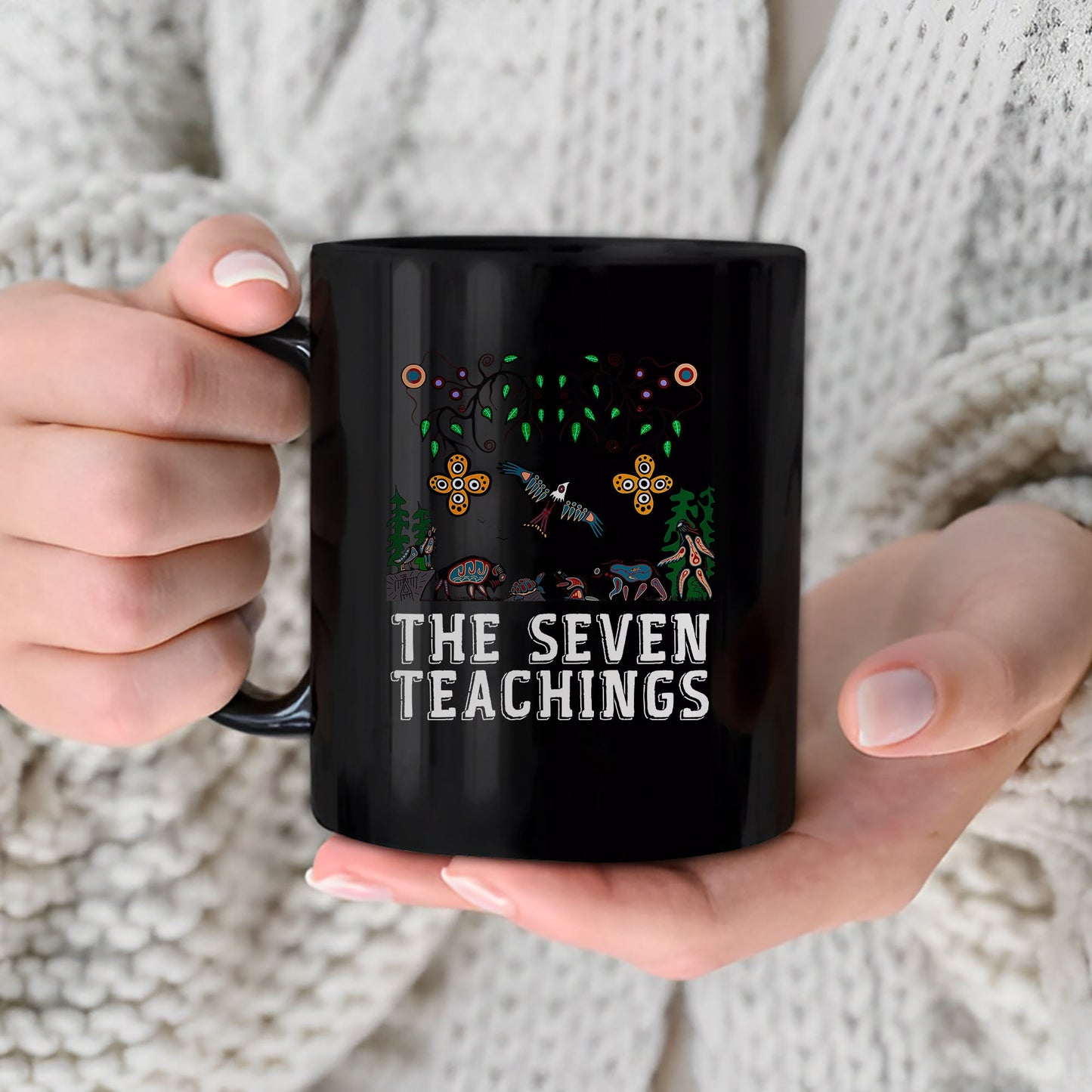 The Seven Teachings - Indigenous Animal Symbols Ceramic Coffee Mug