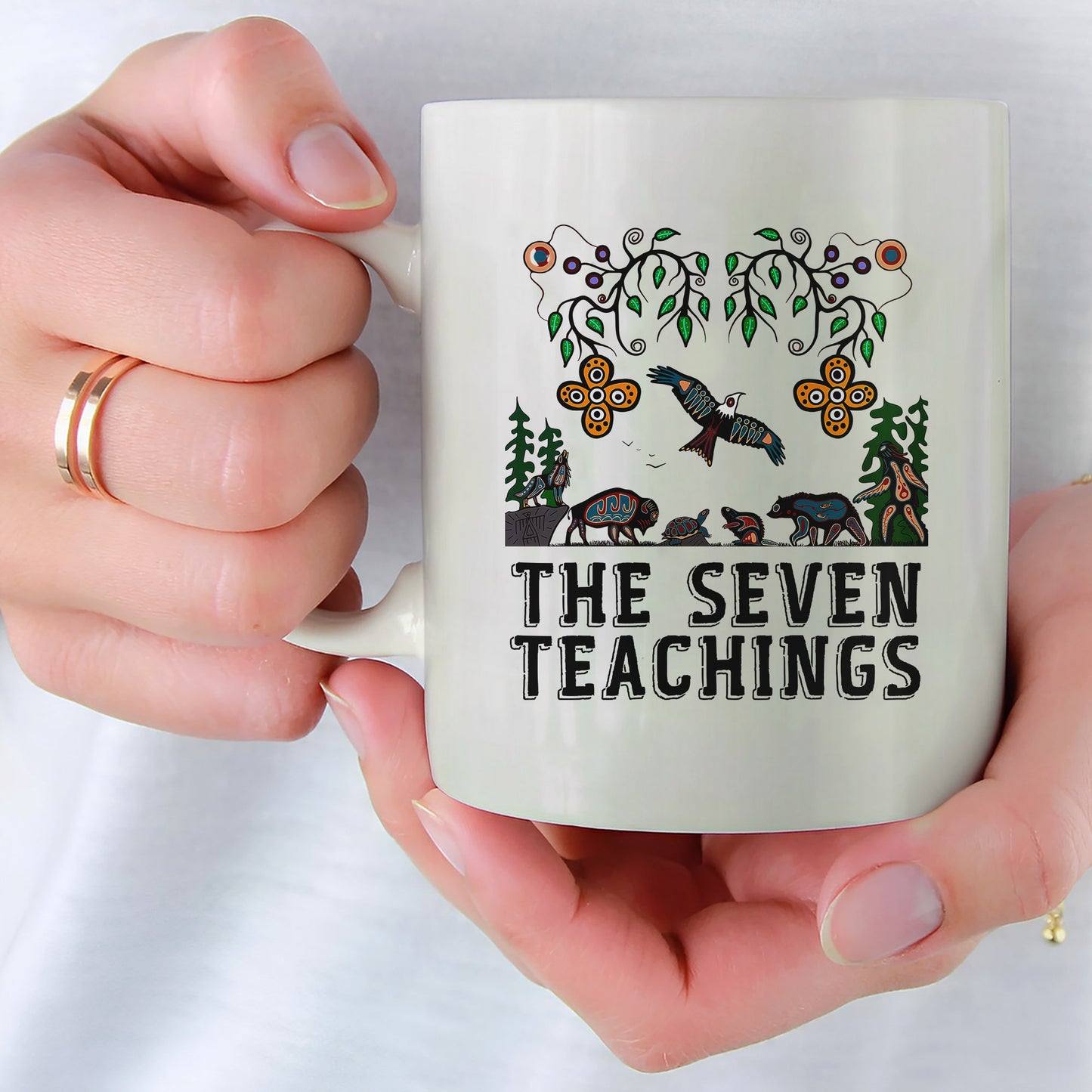 The Seven Teachings - Indigenous Animal Symbols Ceramic Coffee Mug