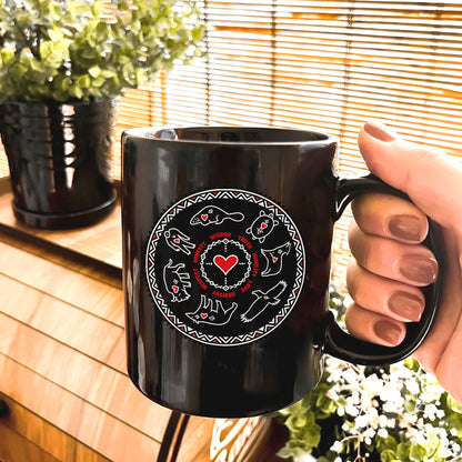 Seven Teachings Circle - Heart & Animal Symbols Ceramic Coffee Mug