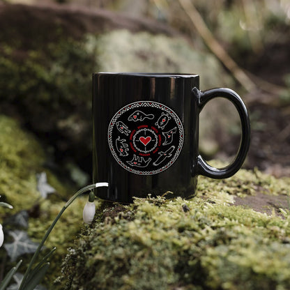 Seven Teachings Circle - Heart & Animal Symbols Ceramic Coffee Mug