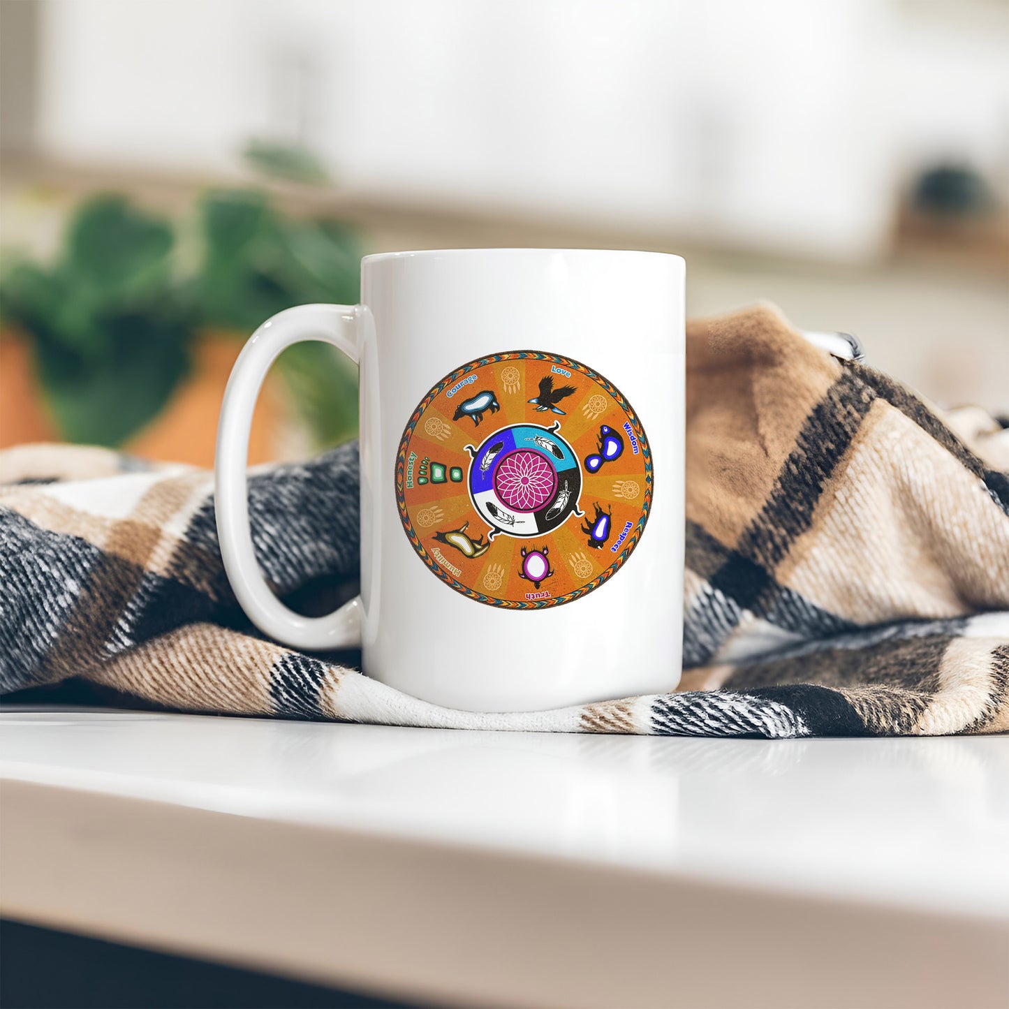 The Seven Grandfather Teachings - Medicine Wheel Graphic Ceramic Coffee Mug