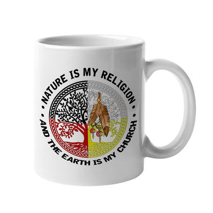 Nature & Earth Quote - Tree/Feather Wheel Graphic Ceramic Coffee Mug