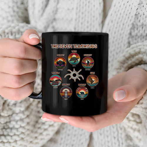 The Seven Sacred Laws Animal Symbols Indigenous Ceramic Coffee Mug