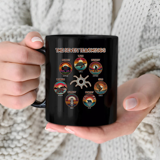 The Seven Sacred Laws Animal Symbols Indigenous Ceramic Coffee Mug