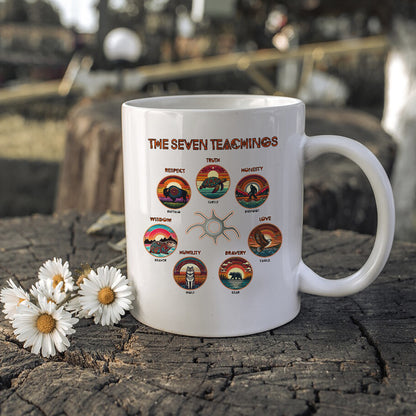 The Seven Sacred Laws Animal Symbols Indigenous Ceramic Coffee Mug