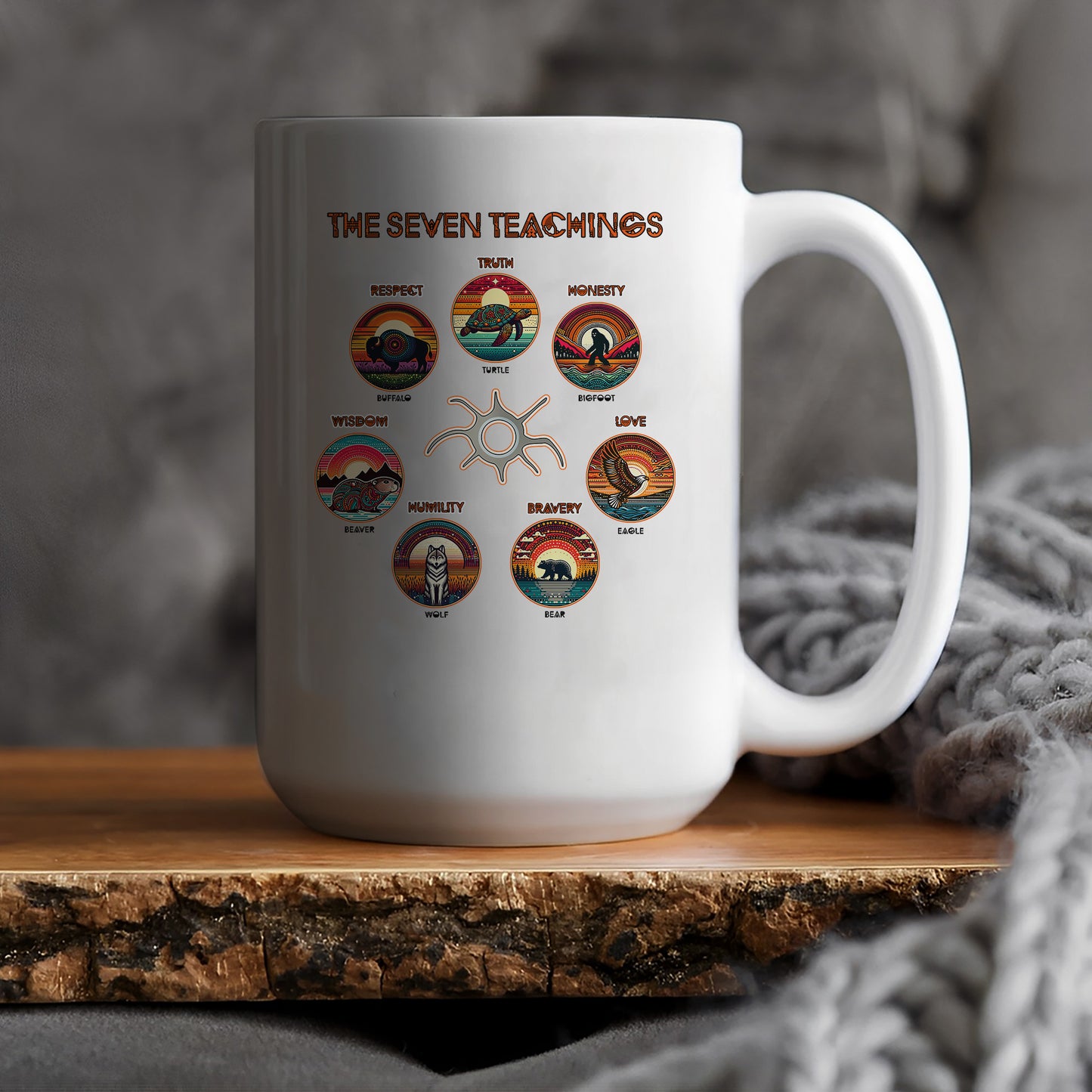 The Seven Sacred Laws Animal Symbols Indigenous Ceramic Coffee Mug