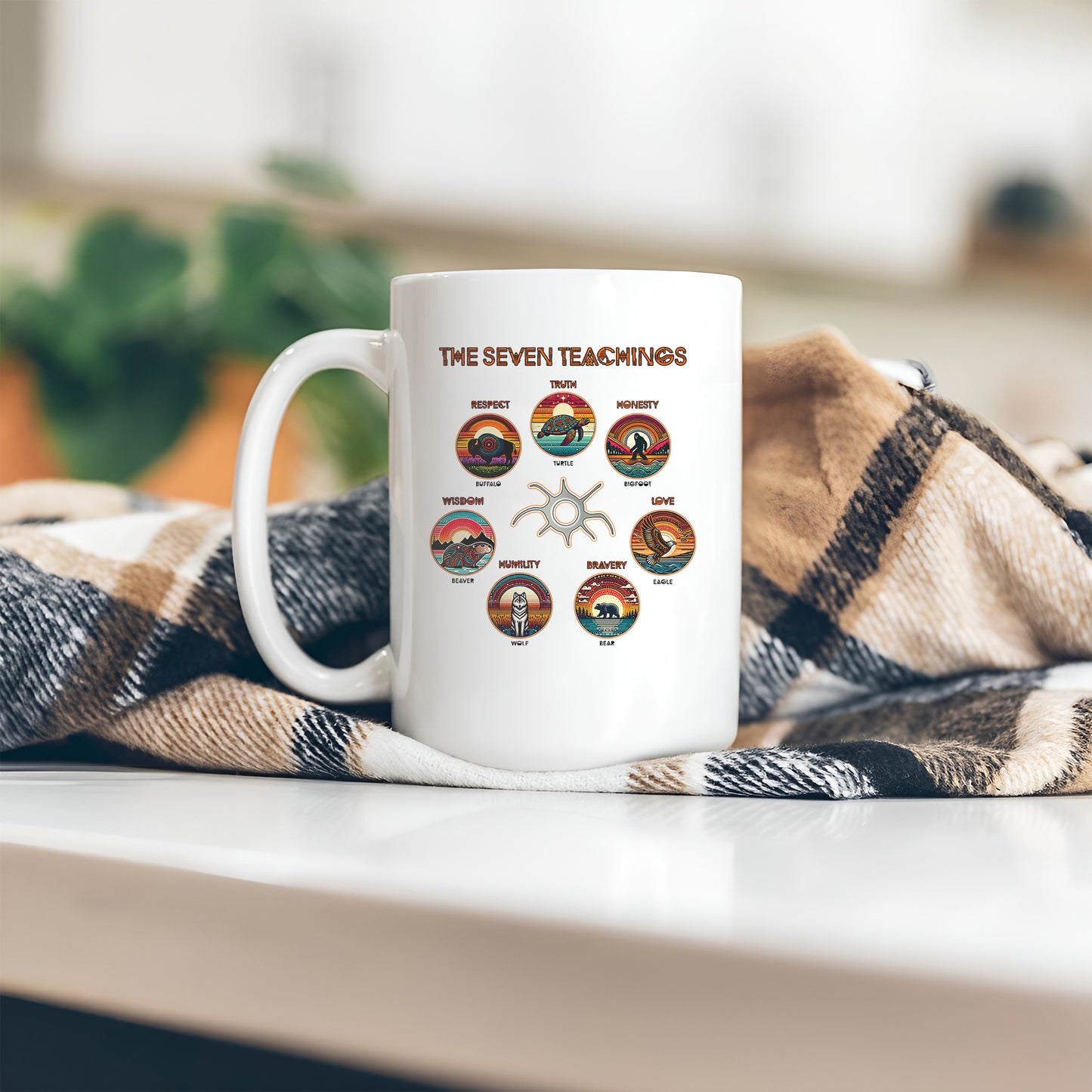The Seven Sacred Laws Animal Symbols Indigenous Ceramic Coffee Mug