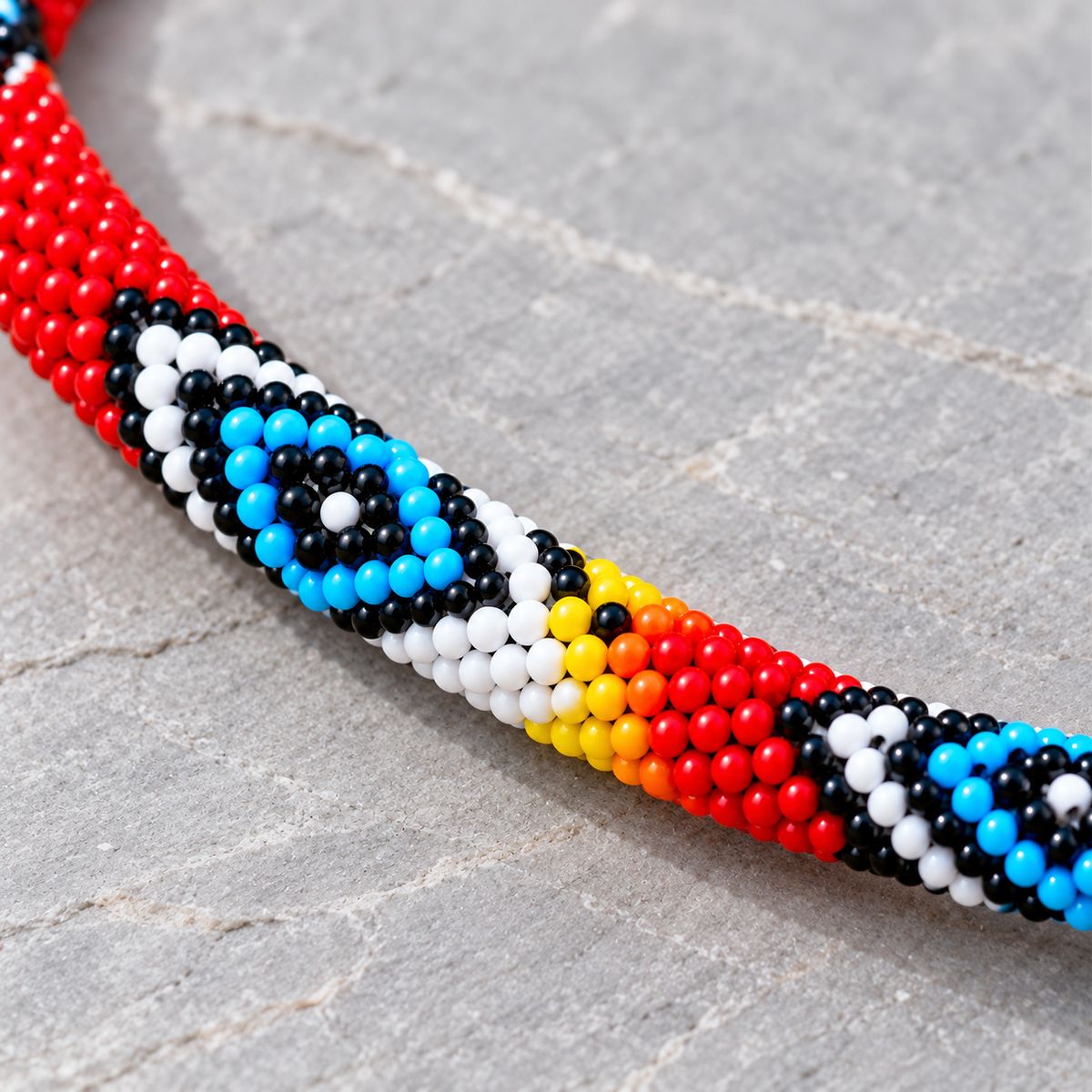 Red Beaded Long Necklace Handmade Native American Style for Women