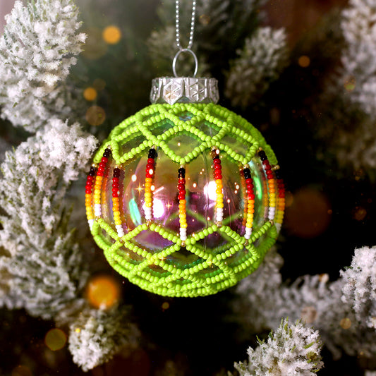 Green Beaded Handmade Ornament Holiday Decor Gifts