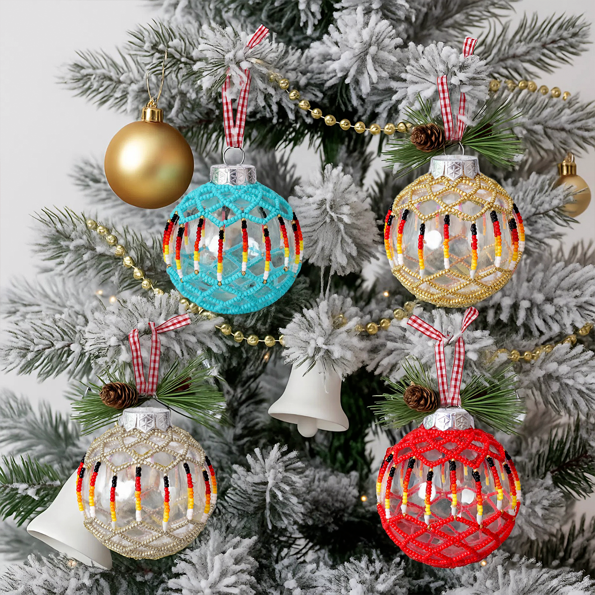 Green Beaded Handmade Ornament Holiday Decor Gifts