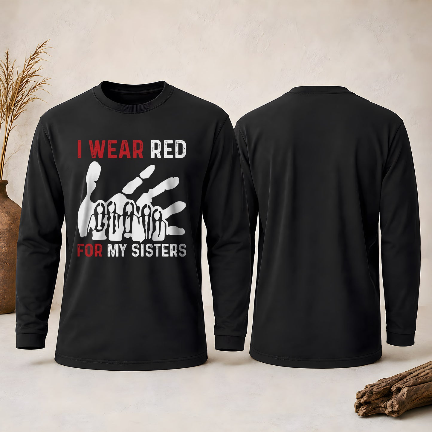 MMIW I Wear Red For My Sister Red Hand Unisex Long Sleeve