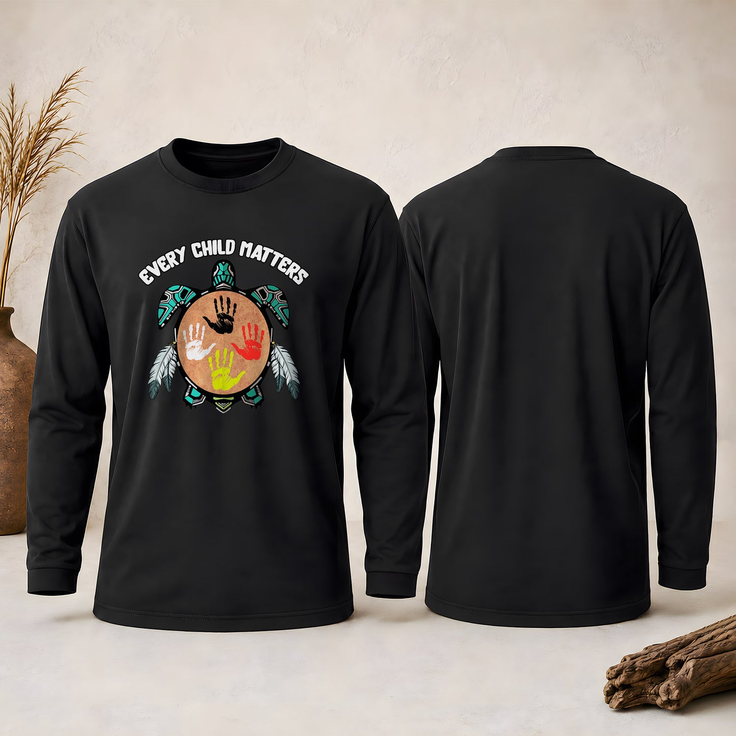Every Child Matters Feather Hand Color On Turtle Unisex Long Sleeve
