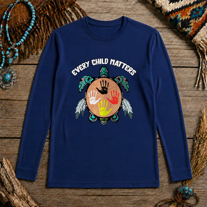 Every Child Matters Feather Hand Color On Turtle Unisex Long Sleeve