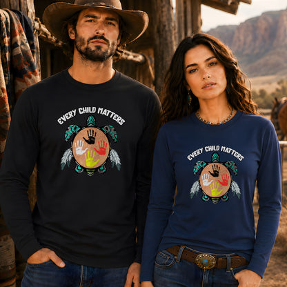 Every Child Matters Feather Hand Color On Turtle Unisex Long Sleeve