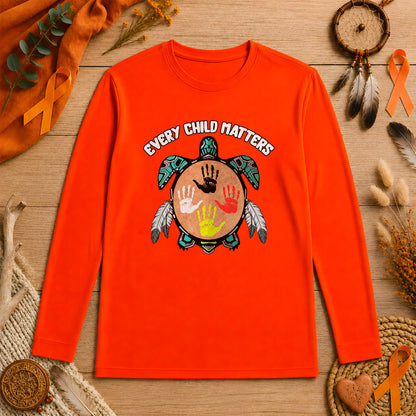 Every Child Matters Feather Hand Color On Turtle Unisex Long Sleeve