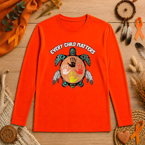 Every Child Matters Feather Hand Color On Turtle Unisex Long Sleeve