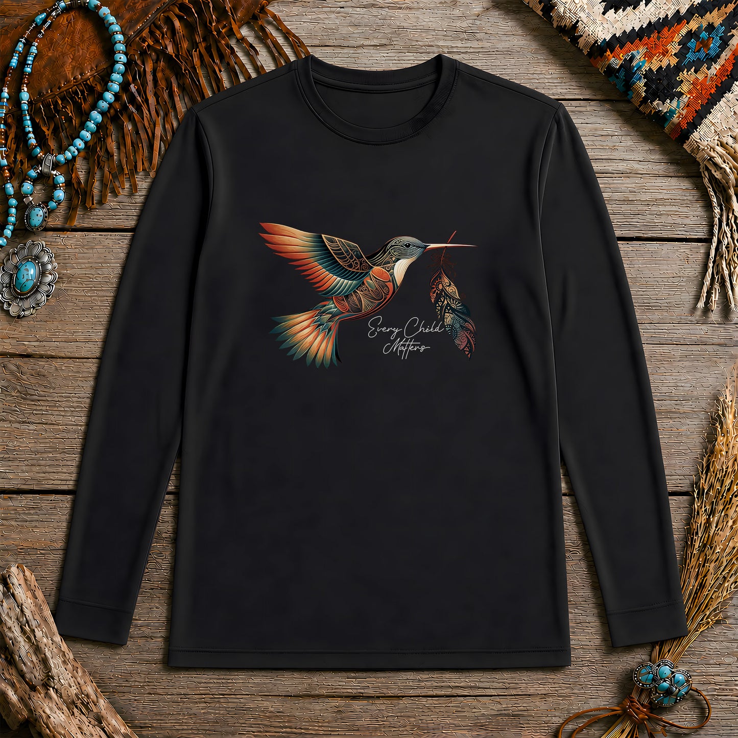 Every Child Matters Hummingbird Feather Native American Unisex Long Sleeve