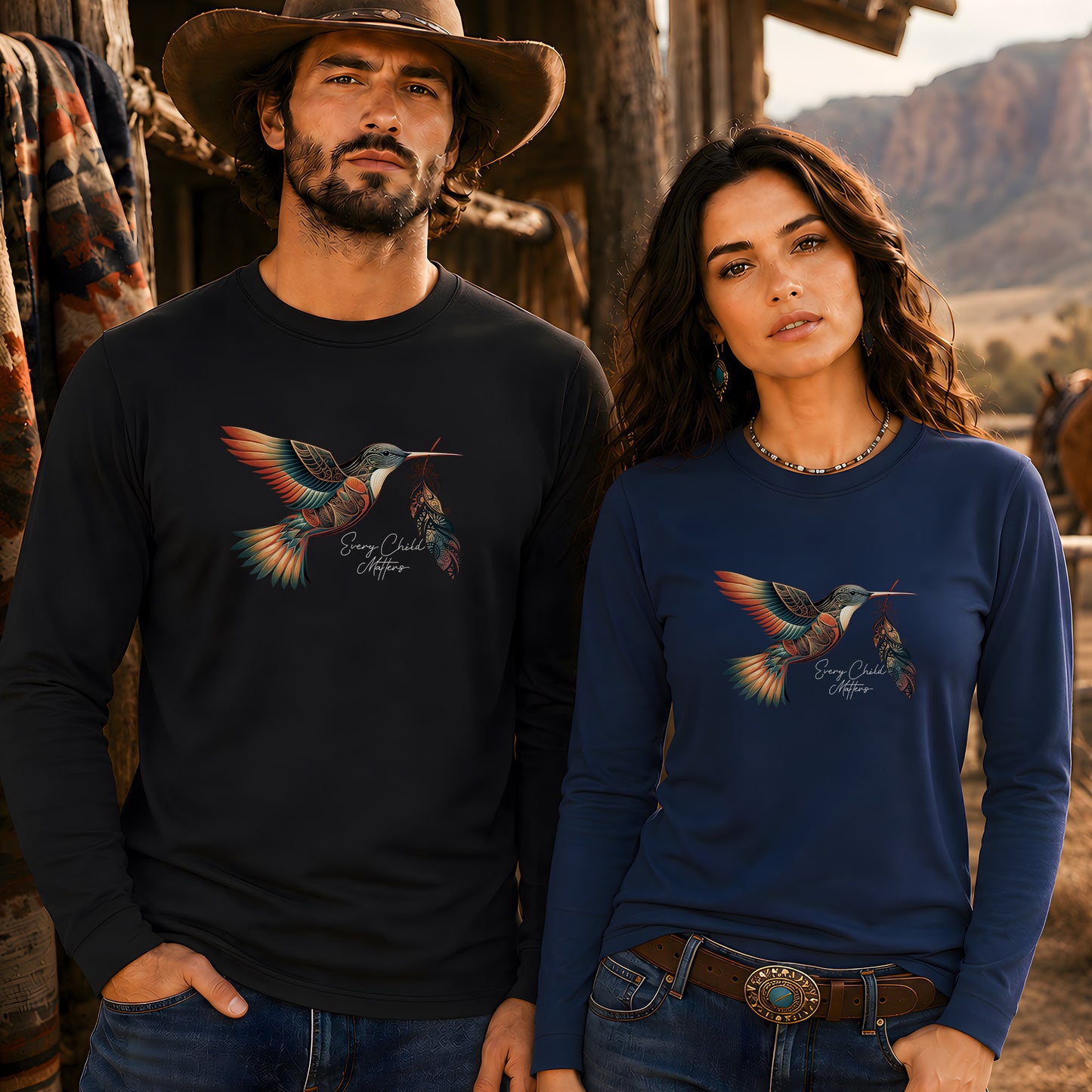 Every Child Matters Hummingbird Feather Native American Unisex Long Sleeve