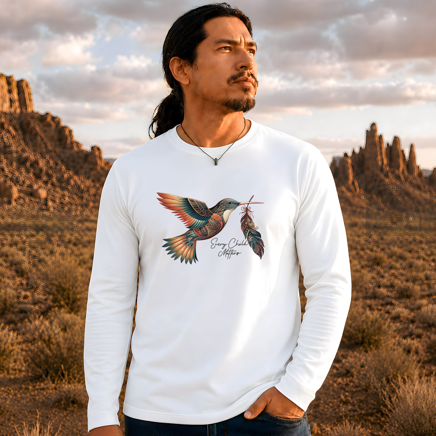Every Child Matters Hummingbird Feather Native American Unisex Long Sleeve