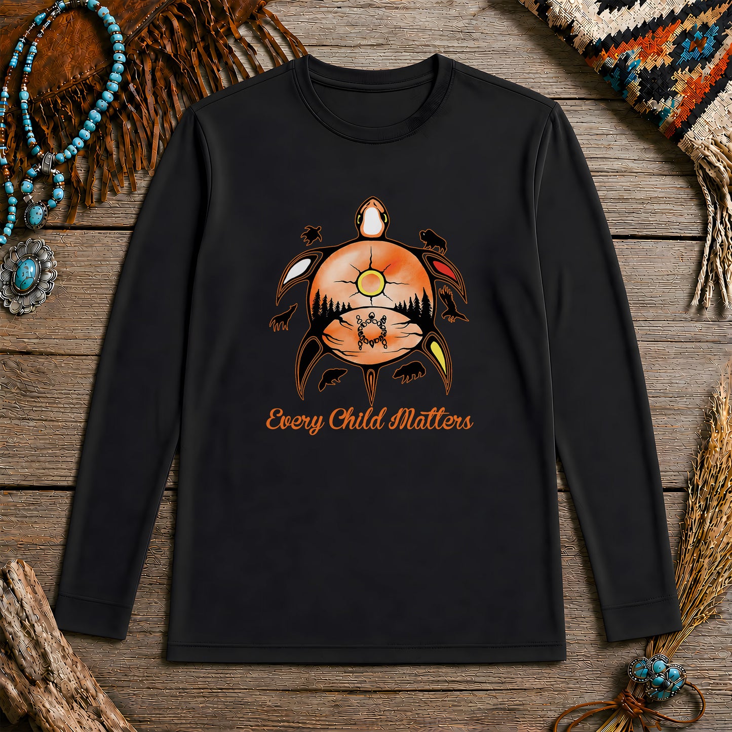 Every Child Matters Turtle For Orange Shirt Day Unisex Long Sleeve