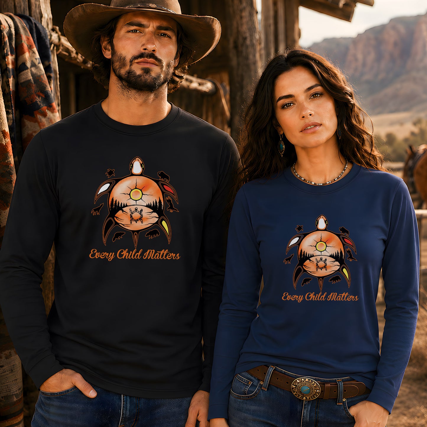 Every Child Matters Turtle For Orange Shirt Day Unisex Long Sleeve