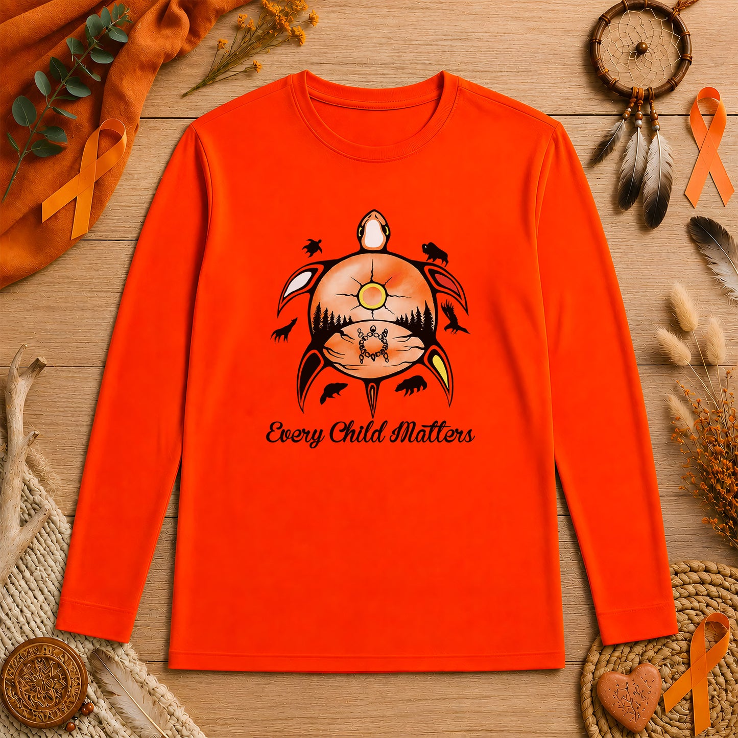 Every Child Matters Turtle For Orange Shirt Day Unisex Long Sleeve