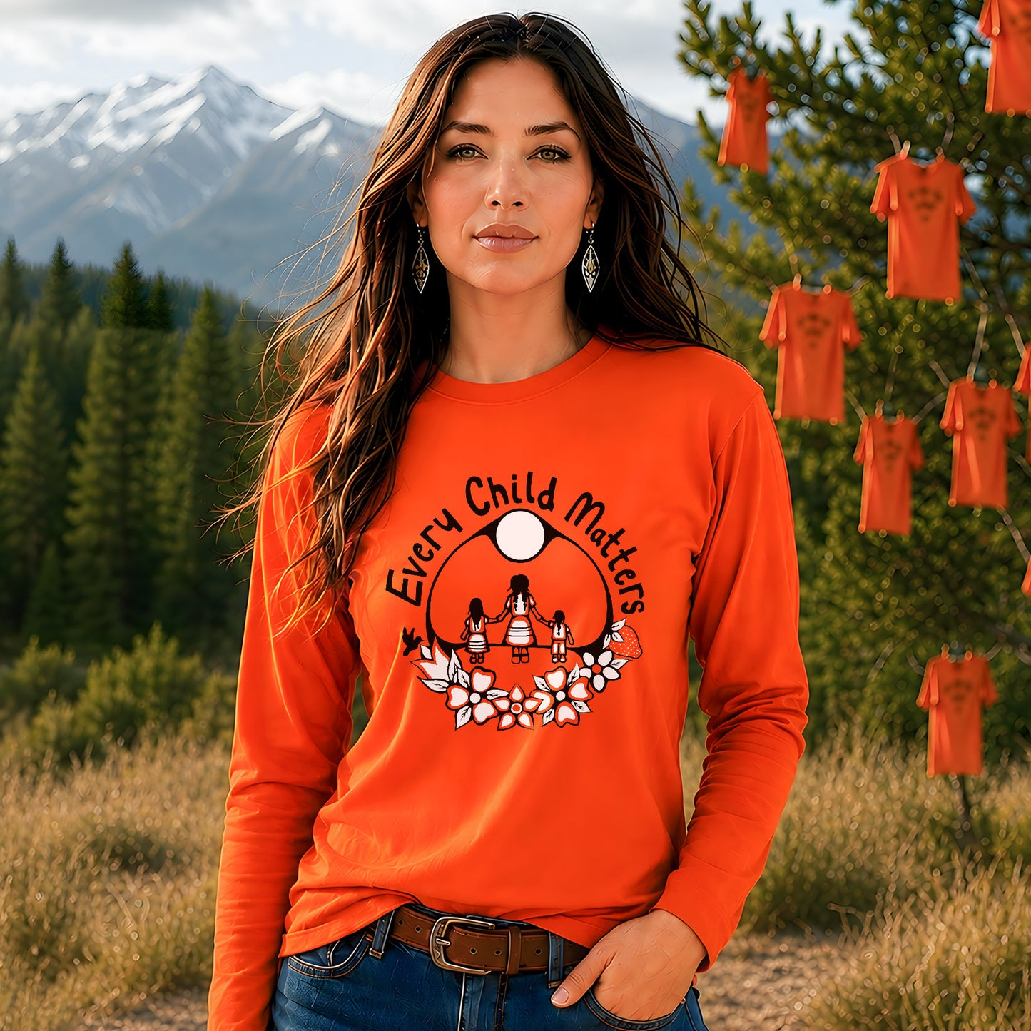 Every Child Matters Native Children For Orange Shirt Day Unisex Long Sleeve