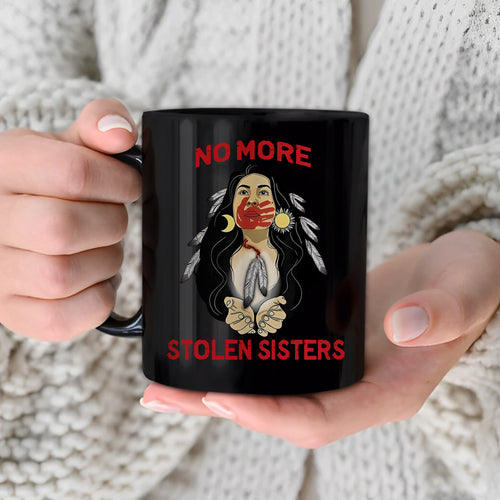 MMIW I Wear Red for My Sisters - No More Stolen Sisters Red Hand Ceramic Mug, Empowerment Mug for Native American Women