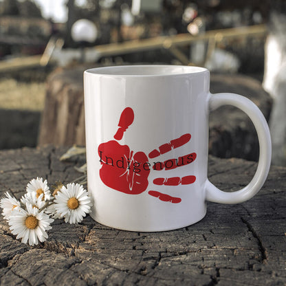 MMIW Indigenous Woman Red Hand Ceramic Coffee Mug