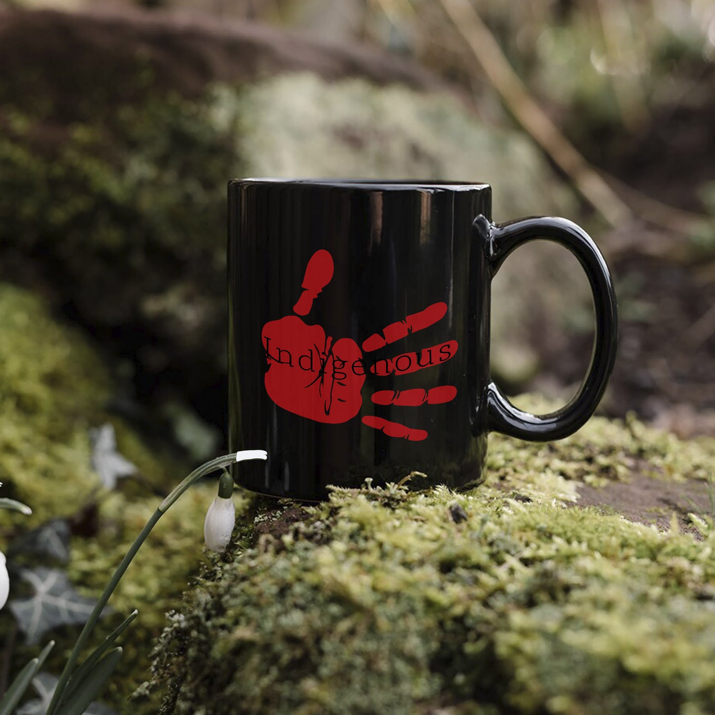 MMIW Indigenous Woman Red Hand Ceramic Coffee Mug