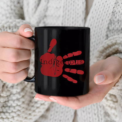MMIW Indigenous Woman Red Hand Ceramic Coffee Mug
