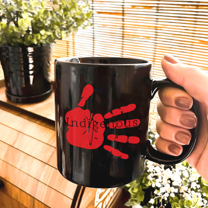 MMIW Indigenous Woman Red Hand Ceramic Coffee Mug
