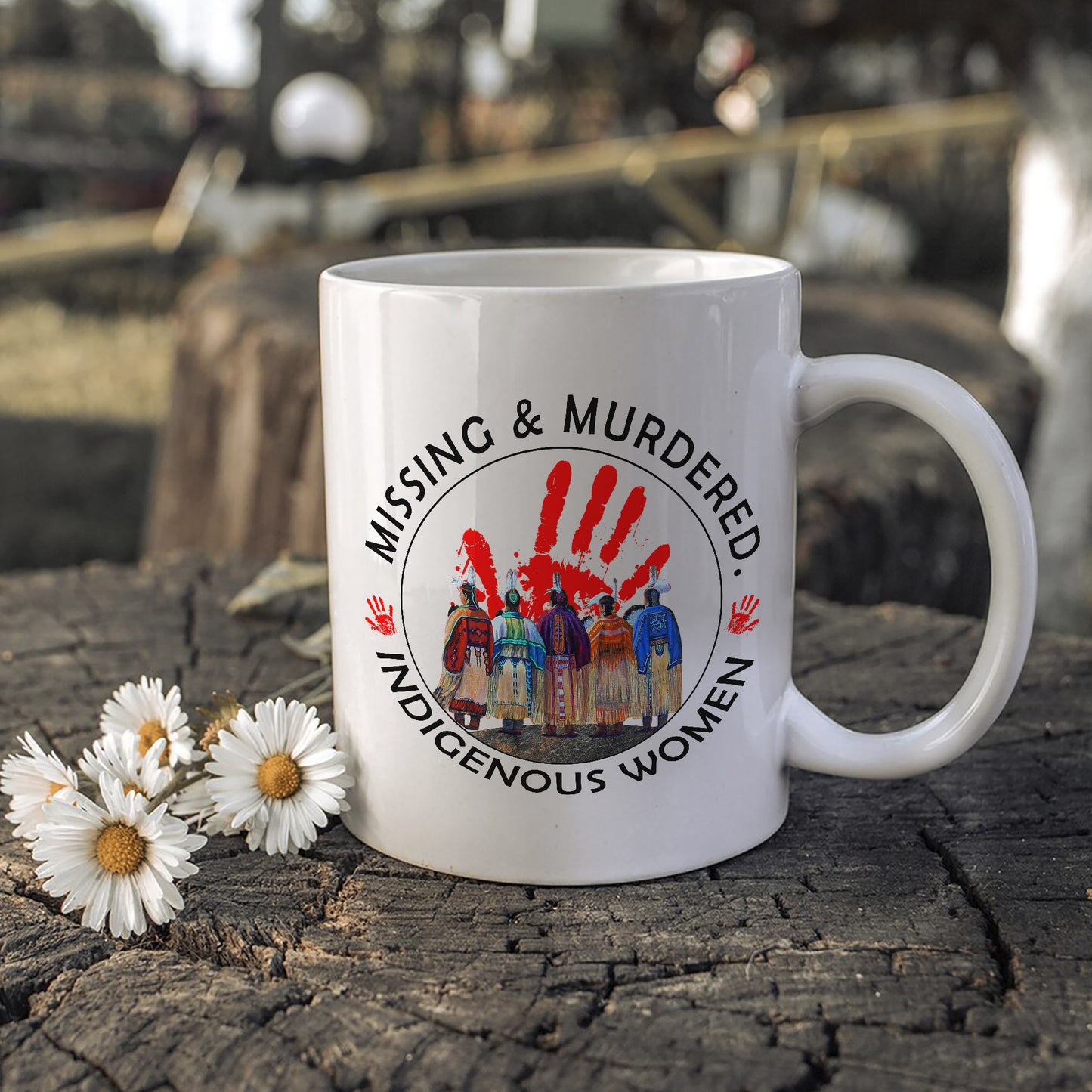 MMIW Red Hand Women Together Ceramic Mug - Native American Empowerment Mug