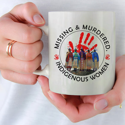 MMIW Red Hand Women Together Ceramic Mug - Native American Empowerment Mug
