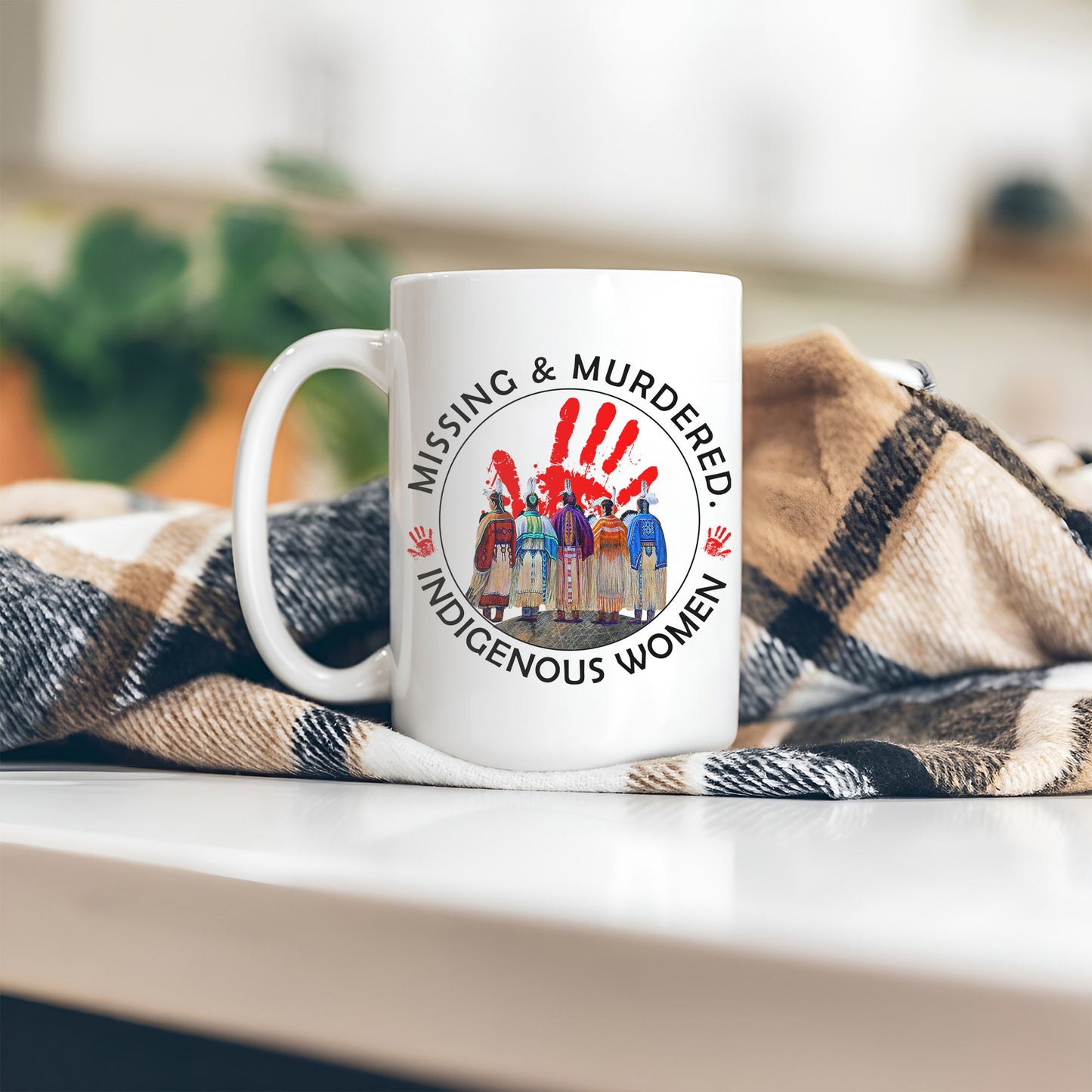 MMIW Red Hand Women Together Ceramic Mug - Native American Empowerment Mug