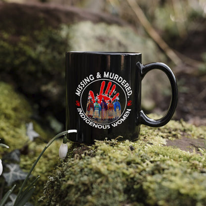 MMIW Red Hand Women Together Ceramic Mug - Native American Empowerment Mug