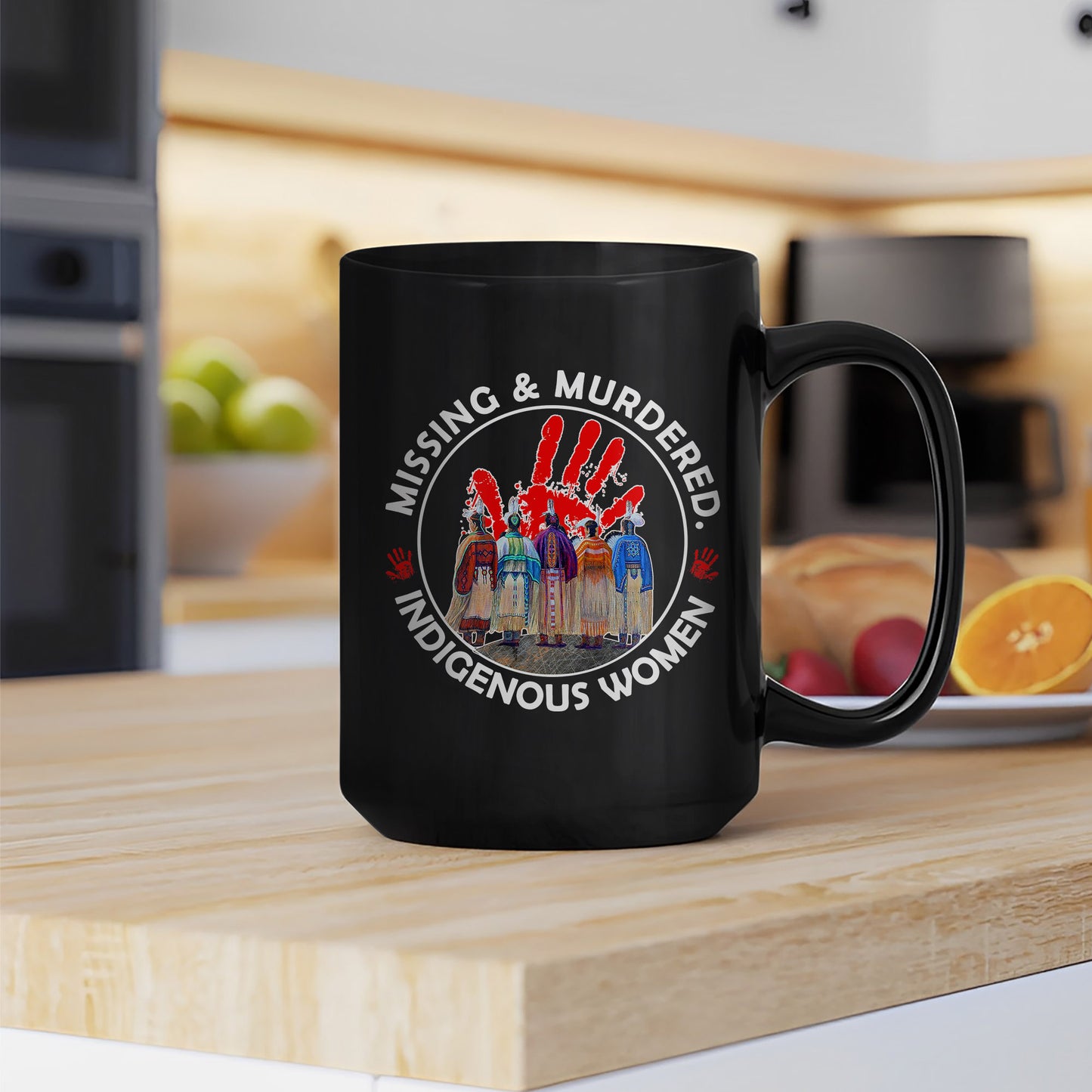 MMIW Red Hand Women Together Ceramic Mug - Native American Empowerment Mug
