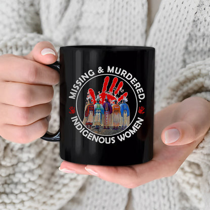 MMIW Red Hand Women Together Ceramic Mug - Native American Empowerment Mug